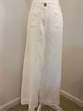 Talbots White Linen Crop Pants